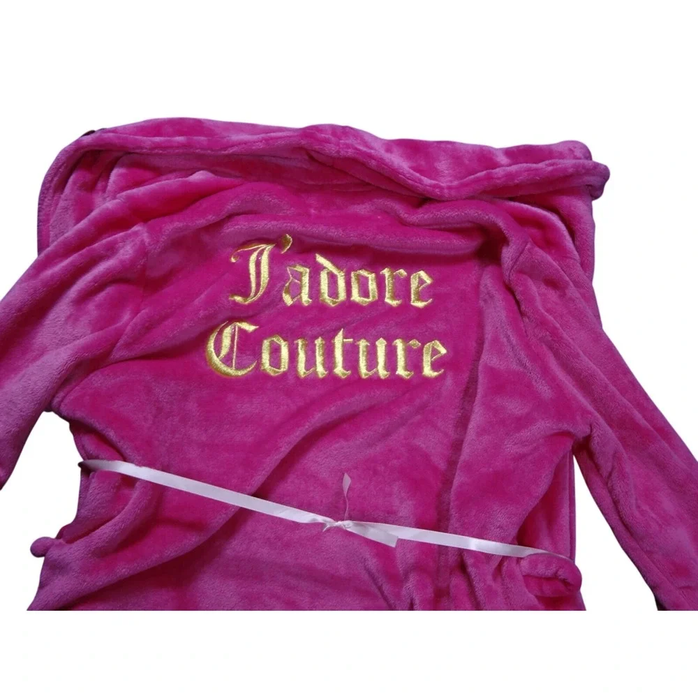NEW Juicy Couture Luxe Soft Plush Robe Size L/XL Pink Pockets 36